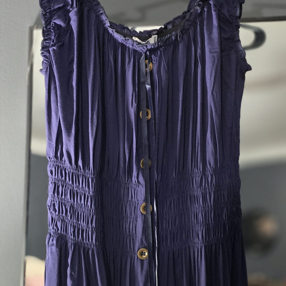 Ostoo Deep Blue Button-Front Maxi Dress - Picture 3 of 10